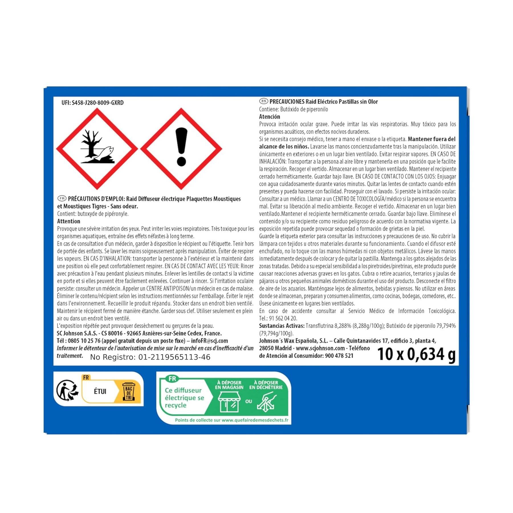 raid diffusore elettrico in piastrelle zanzare e zanzare tigre inodore insetticida + 10 piastrine - foto 2