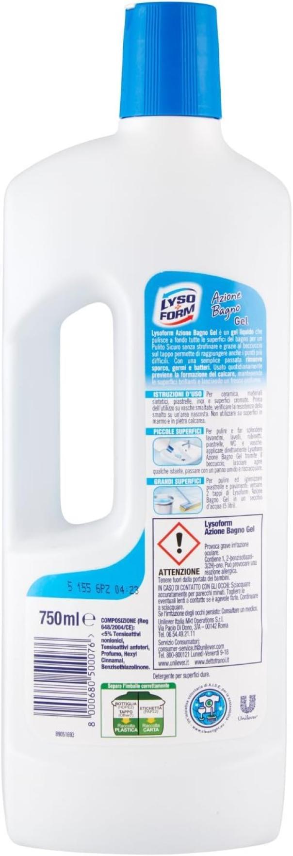 lysoform detergente igienizzante azione bagno gel lysoform 750ml - foto 3 lysoform detergente igienizzante azione bagno gel lysoform 750ml - foto 3