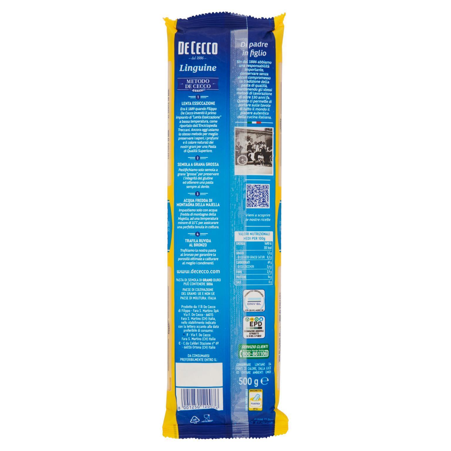 de cecco pasta di semola di grano duro linguine numero 7 de cecco 500g - foto 2 de cecco pasta di semola di grano duro linguine numero 7 de cecco 500g - foto 2