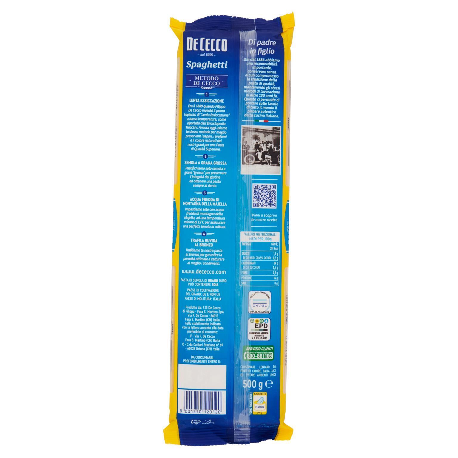 de cecco spaghetti numero 12 de cecco 500g - foto 2