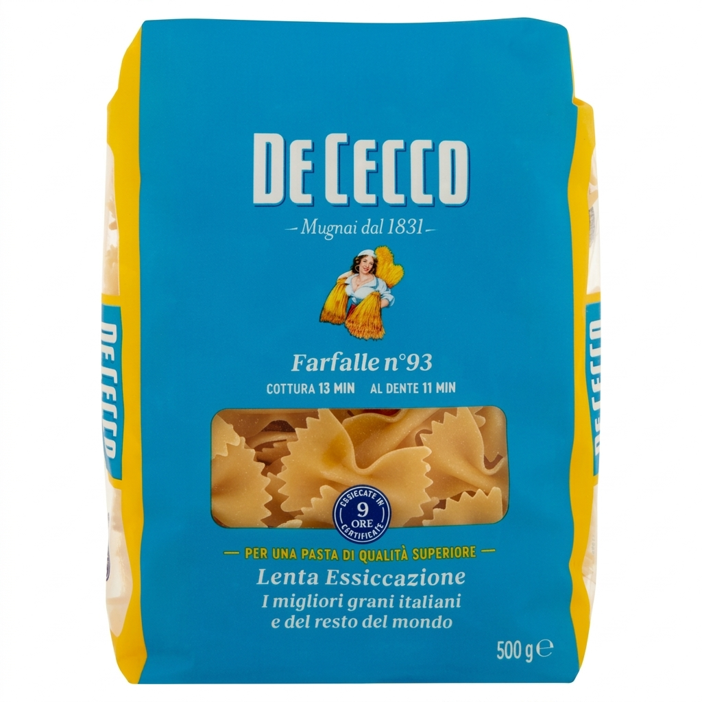 dececco, farfalle, pasta, semola, grano duro, spesaonline, 500 GR, DE CECCO 500 GR, bonta, gusto eccellente, qualita, dispensa, piacere, cucinaitaliana, prodotti dececco, 500gr, trafilata al bronzo, primo piatto de cecco pasta di semola di grano duro farfalle de cecco 500 gr. - foto 1