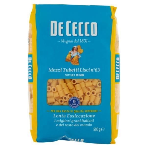 Pasta di Semola Mezzi Tubetti n. 63 De Cecco Pasta di Semola Mezzi Tubetti n. 63 De Cecco