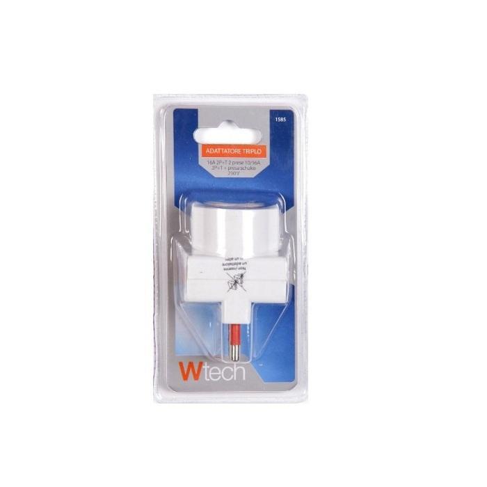 wtech adattatore triplo spina 16a 2p+t 2 prese 10/16a 2p+t 1 presa schuko 250 v - foto 1