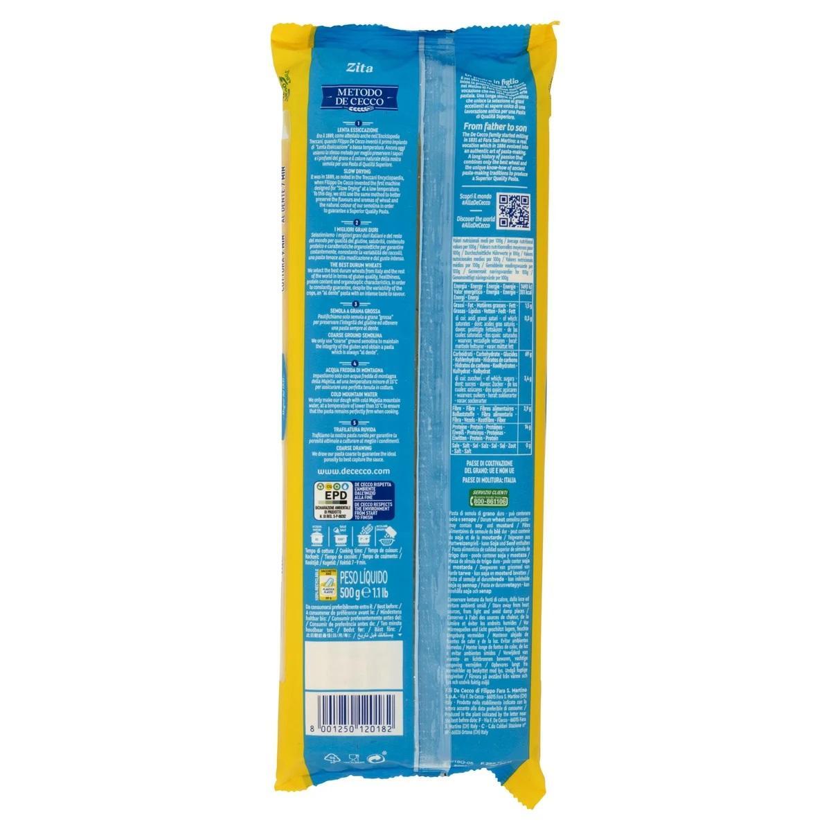 de cecco pasta zita numero 18 de cecco 500g - foto 2