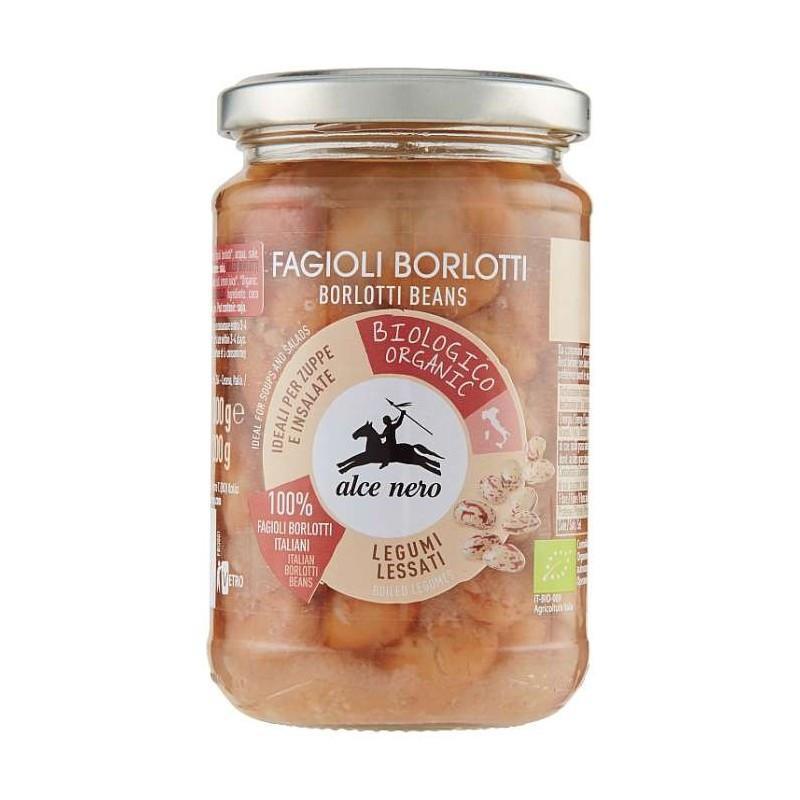 alce nero fagioli borlotti lessati biologici alce nero 300 gr. - foto 1