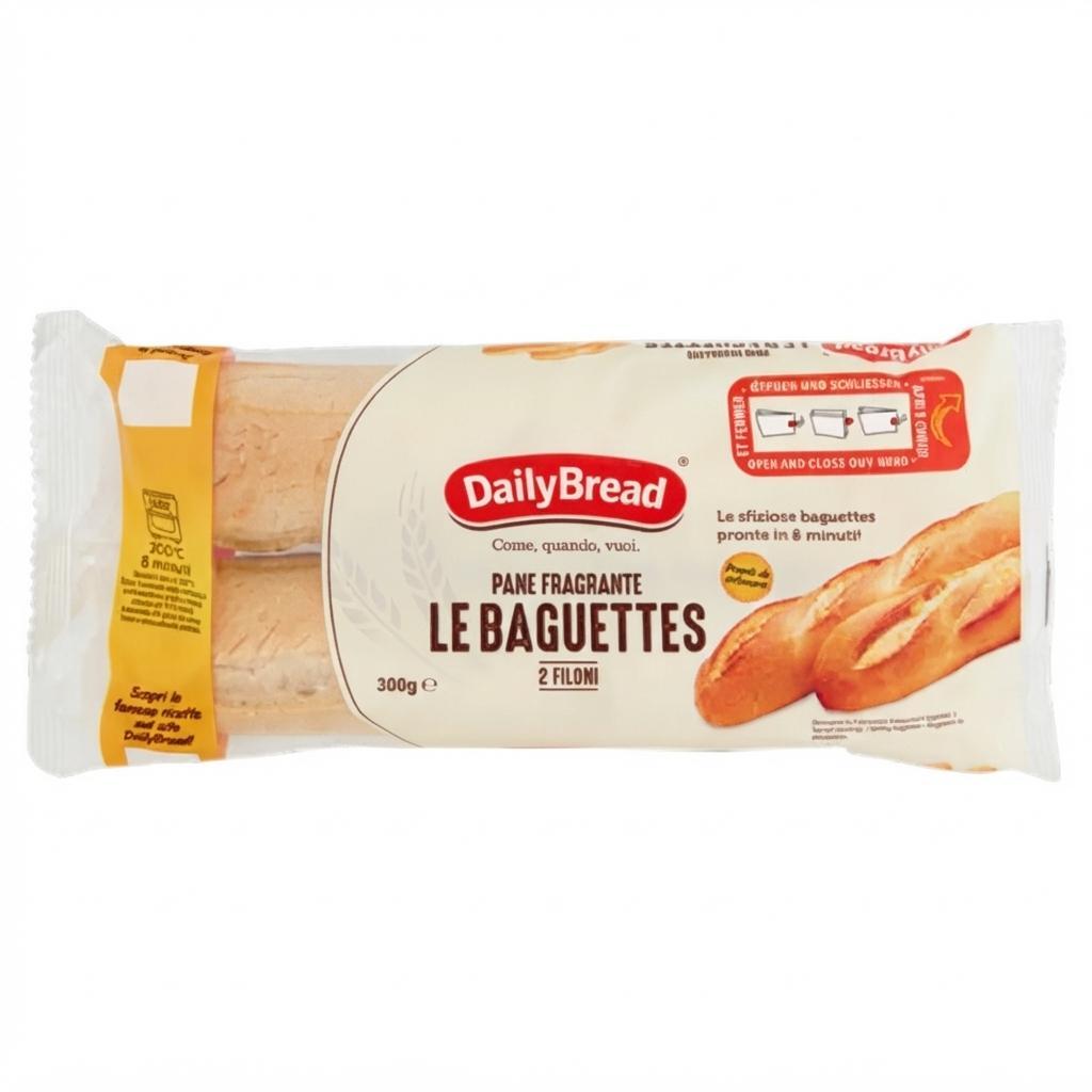 dailybread, baguettes, pane, paneprecotto, prodottidaforno, panetteria, spesaonline, 300 GR, DAILY BREAD 300 GR, bonta, gusto baguettes di pane parzialmente cotto, qualita, dispensa, piacere, fragranza, prodotti daily bread, 300gr, benessere, 300 GR, daily bread, baguettes, pane, forno, dispensa, spesaonline, alimentazione, italia dailybread baguettes di pane dailybread 300 gr - foto 1