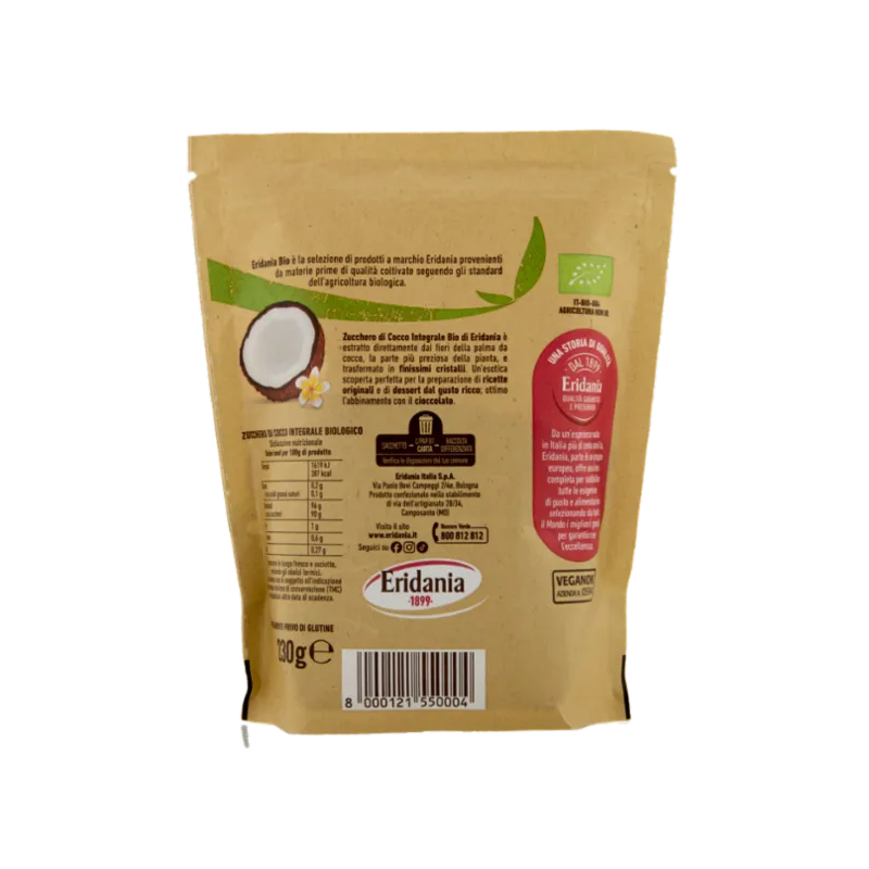 eridania zucchero di cocco integrale eridania 230g - foto 1 eridania zucchero di cocco integrale eridania 230g - foto 1