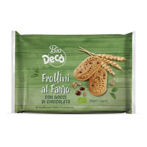 deco biscotti frollini biologici al farro e cioccolato decò 330g - foto 1 deco biscotti frollini biologici al farro e cioccolato decò 330g - foto 1