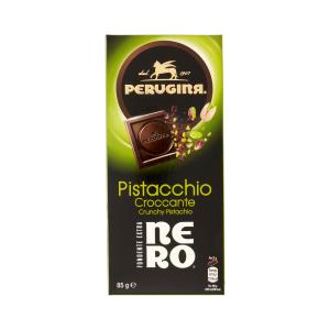 Tavoletta di cioccolato fondente extra nero  al pistacchio 85g