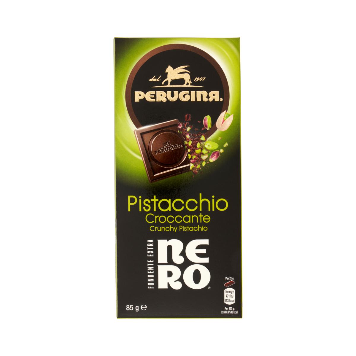 perugina tavoletta di cioccolato fondente extra nero perugina al pistacchio 85g - foto 1 perugina tavoletta di cioccolato fondente extra nero perugina al pistacchio 85g - foto 1