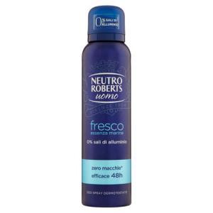 Deodorante spray uomo fresco essenza marina zero sali di alluminio