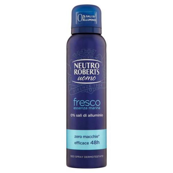 Deodorante Spray Uomo Fresco Essenza Marina Zero Sali di Alluminio Neutro Roberts Deodorante Spray Uomo Fresco Essenza Marina Zero Sali di Alluminio Neutro Roberts