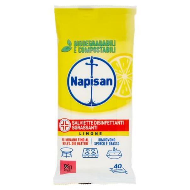 Salviette Igienizzanti Sgrassanti Biodegradabili Multisuperficie Limone Napisan 40 Pezzi
