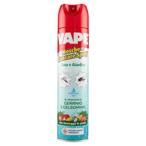 Spray Insetticida Mosche e Zanzare Casa e Giardino Geranio e Gelsomino Vape 400 ml Spray Insetticida Mosche e Zanzare Casa e Giardino Geranio e Gelsomino Vape 400 ml