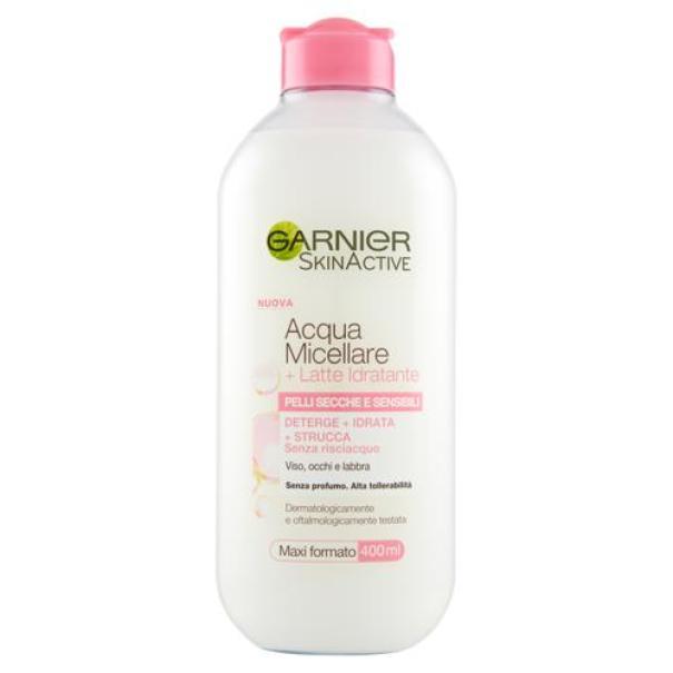 Acqua Micellare e Latte Detergente Idratante Pelli Secche e Sensibili Garnier 400 ml Acqua Micellare e Latte Detergente Idratante Pelli Secche e Sensibili Garnier 400 ml