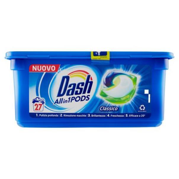 Detersivo Lavatrice Ecodosi Pods All in 1 Classico Dash 27 Lavaggi