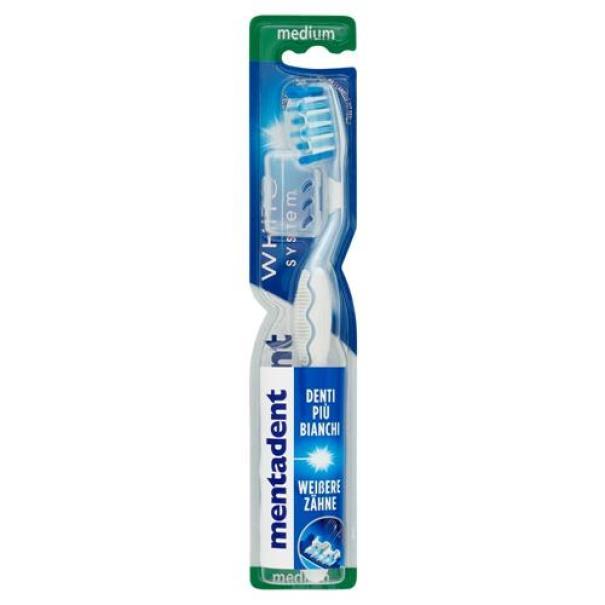 mentadent spazzolino da denti white system setole medie mentadent - foto 1