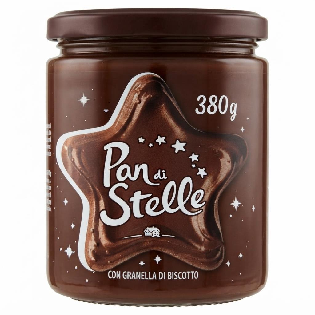 mulino bianco crema spalmabile al cacao nocciole e biscotto mulino bianco pan di stelle 380g - foto 1