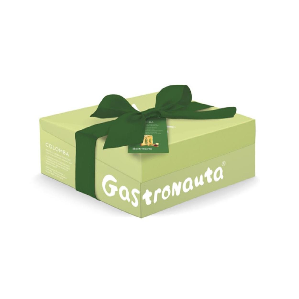 gastronauta colomba farcita di crema al pistacchio con pistacchio verde di bronte dop ricoperta di cioccolato bianco e granella di pistacchio verde di bronte dop senza uvetta e scorze di agrumi canditi gastronauta 950 gr. - foto 1