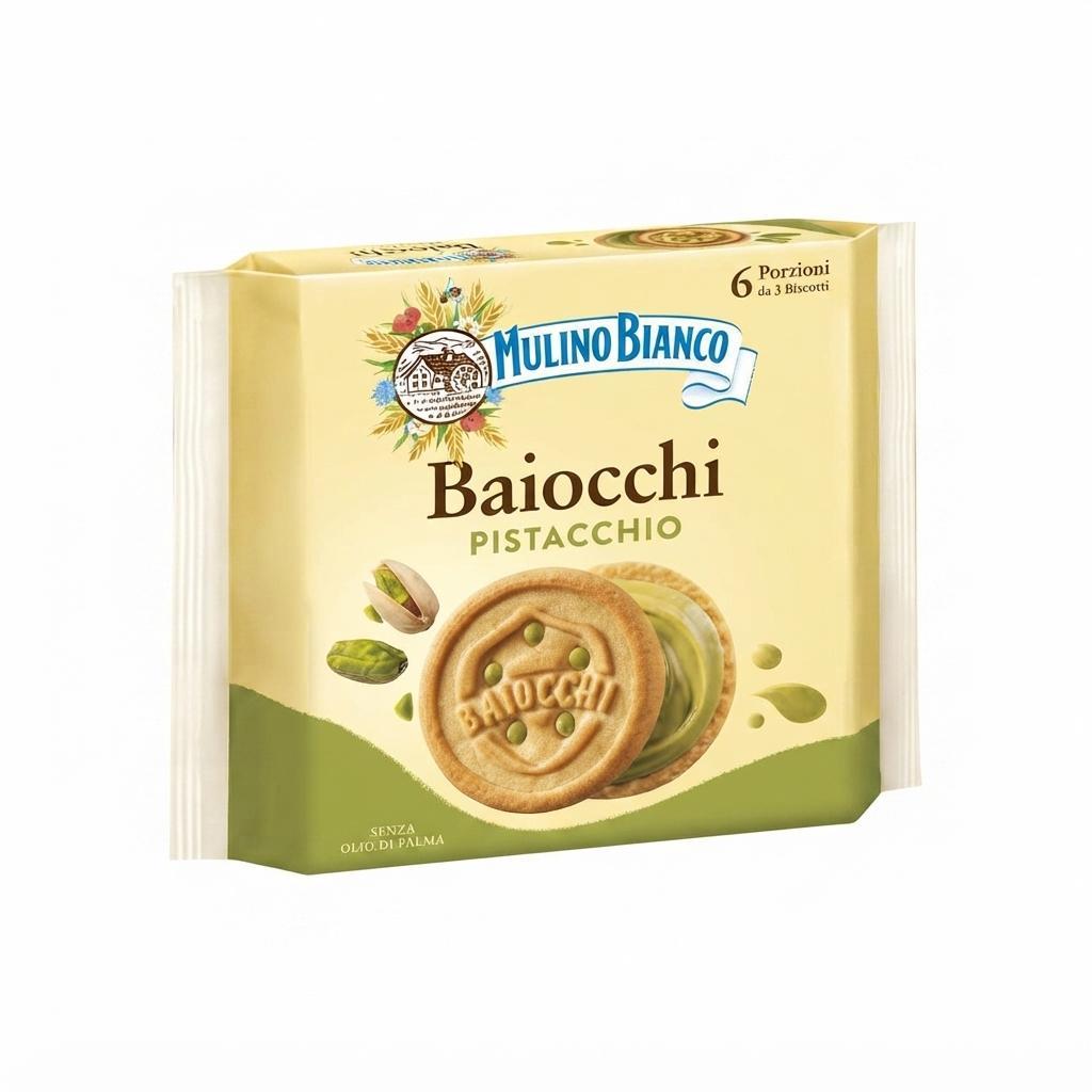 mulino bianco biscosnack baiocchi con crema al pistacchio mulino bianco 168 gr - foto 1