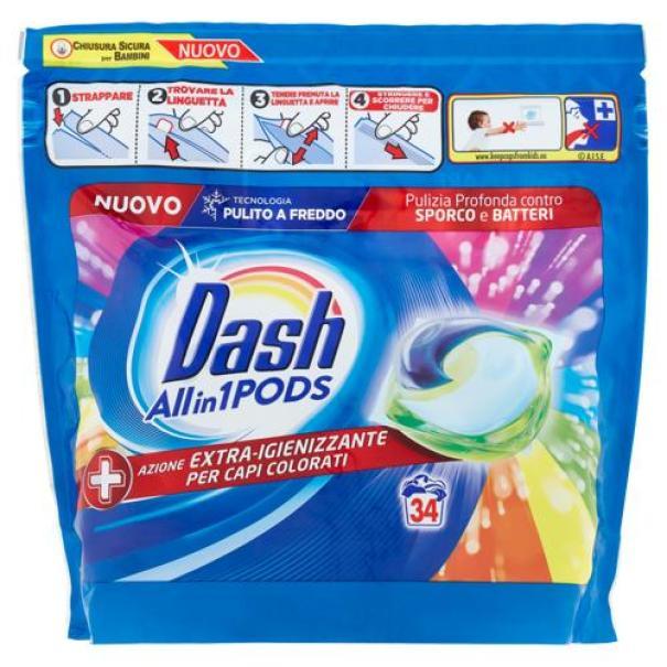 Detersivo in Capsule Pods 3 in 1 Igiene Colore Dash Detersivo in Capsule Pods 3 in 1 Igiene Colore Dash