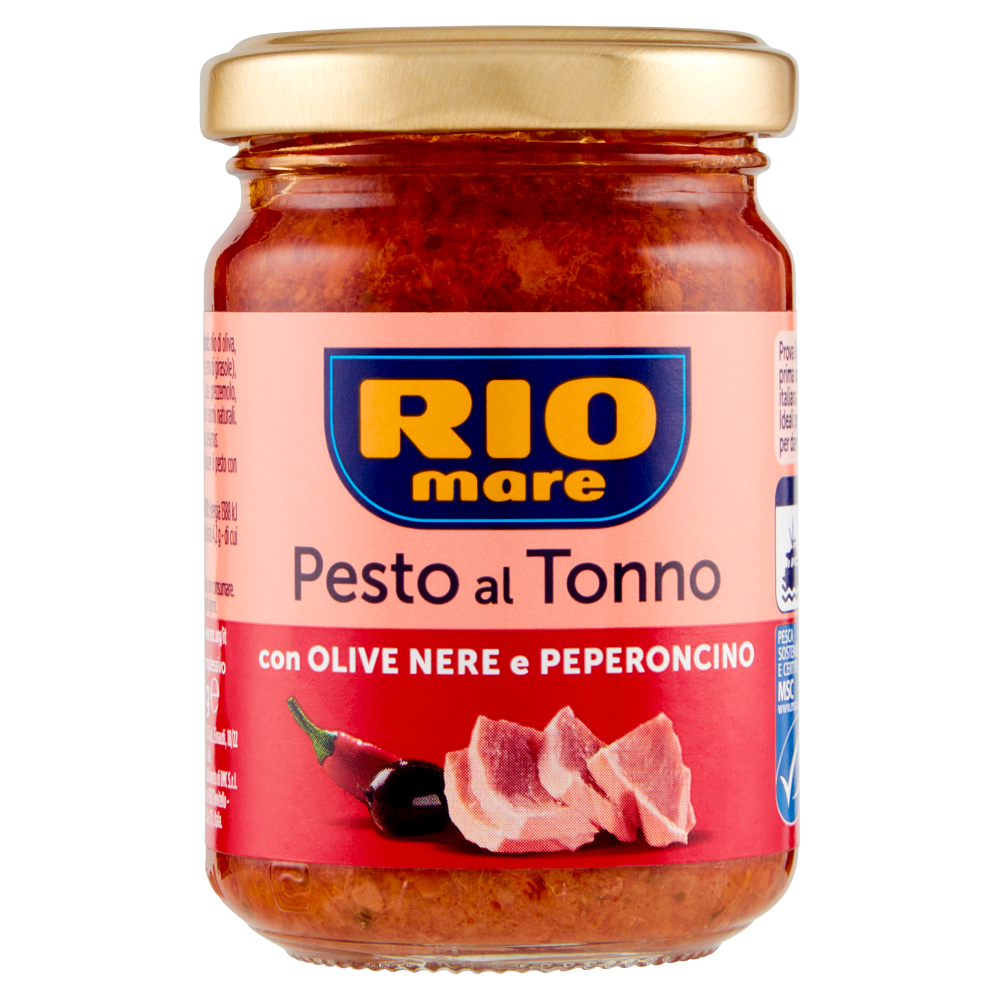 pesto-tonno-olive-e-peperoni-rio-mare-gusto-mediterraneo-pronto-da-gustare-1 rio mare pesto tonno, olive e peperoni rio mare 130 gr - foto 1