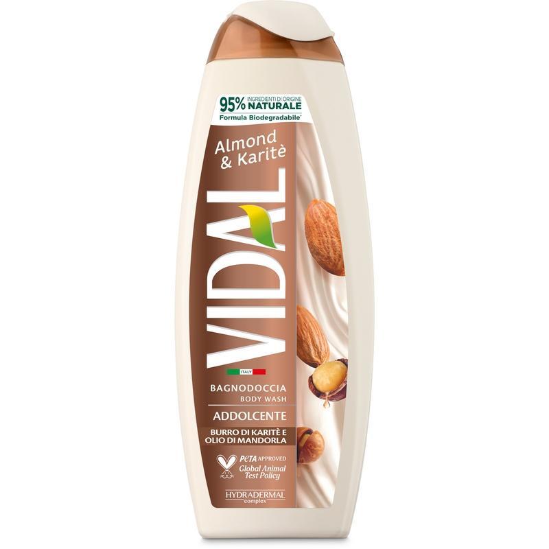 vidal, bagnodoccia, almondkarite, mandorlaekarite, igienepersona, curacorpo, spesaonline, 500 GR, VIDAL 500 GR, bonta, profumo avvolgente, qualita, dispensa, piacere, fragranza, prodotti vidal, 500gr, benessere, 500 GR vidal bagnodoccia mandorla e karité vidal 500 gr. - foto 1