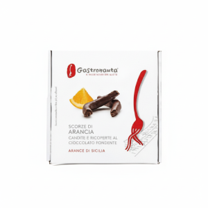 Scorze arancia candita ricoperto cioccolato fondente  100 gr.