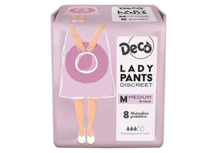decolady, mutandine, incontinenza, igienepersonale, comfort, discrezione, spesaonline, 8 PZ, DECO LADY M 8PZ, bonta, efficacia, qualita, dispensa, protezione, piacere, prodotti deco, taglia M, intimo assorbente, benessere deco' mutandine assorbenti deco lady pants discreet misura m 8 pz. - foto 1