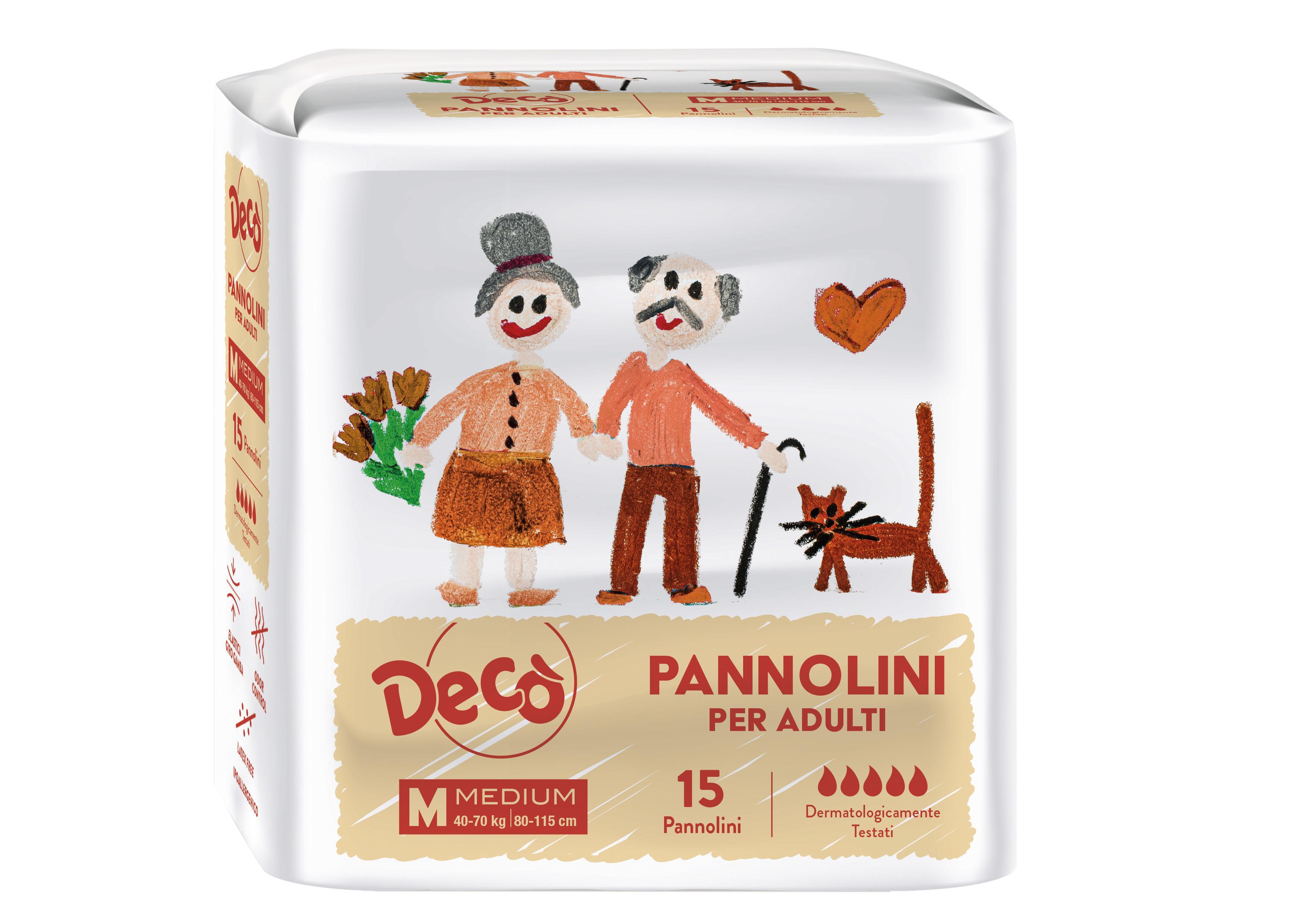 deco, pannoliniadulto, igiene, incontinenza, cura, protezione, comfort, salute, DECu00d2 15 PZ deco pannolini adulto medium decò 15 pz - foto 1
