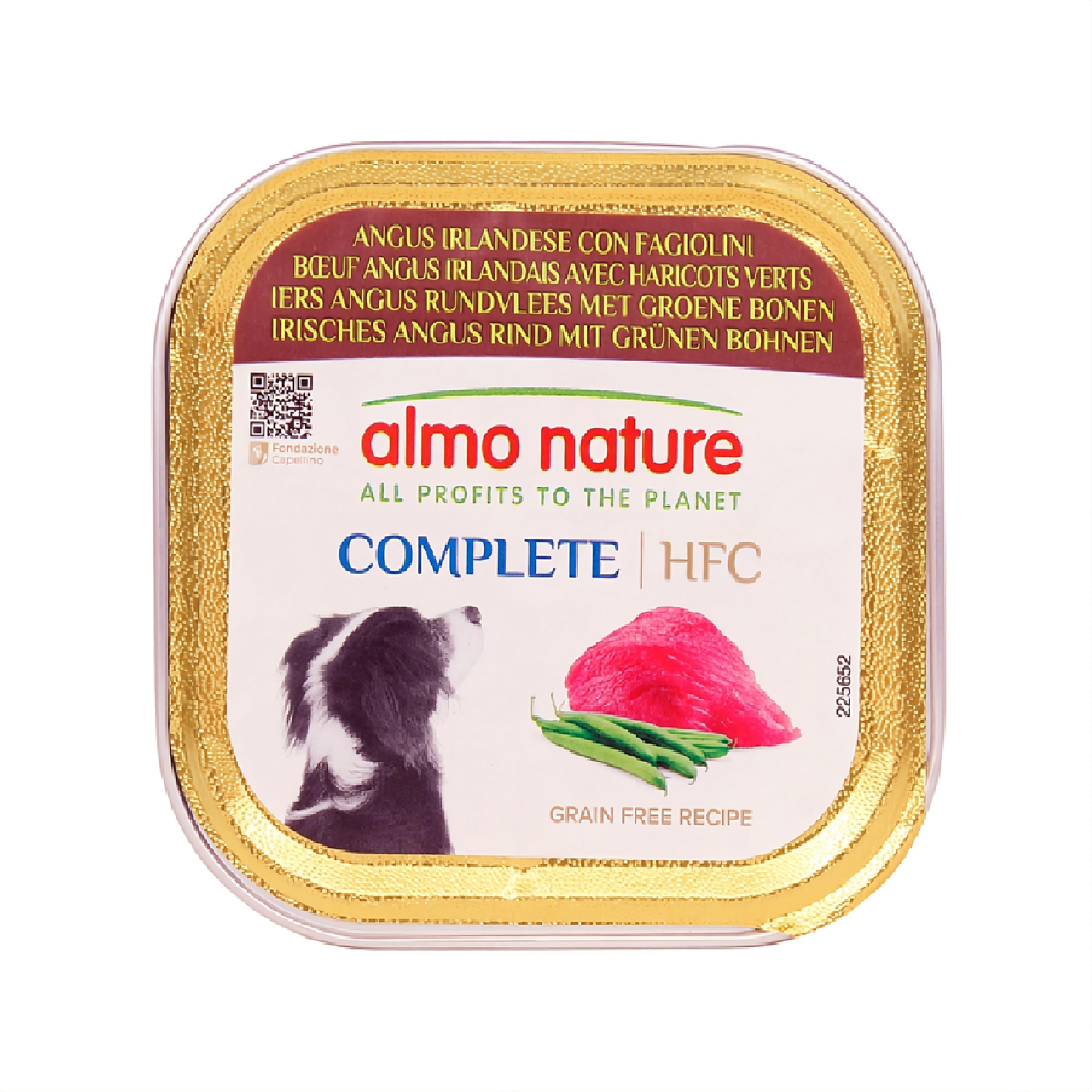 almo nature vaschetta cibo per cani angus irlandese con fagiolini almo nature complete hfc 85 gr. - foto 1