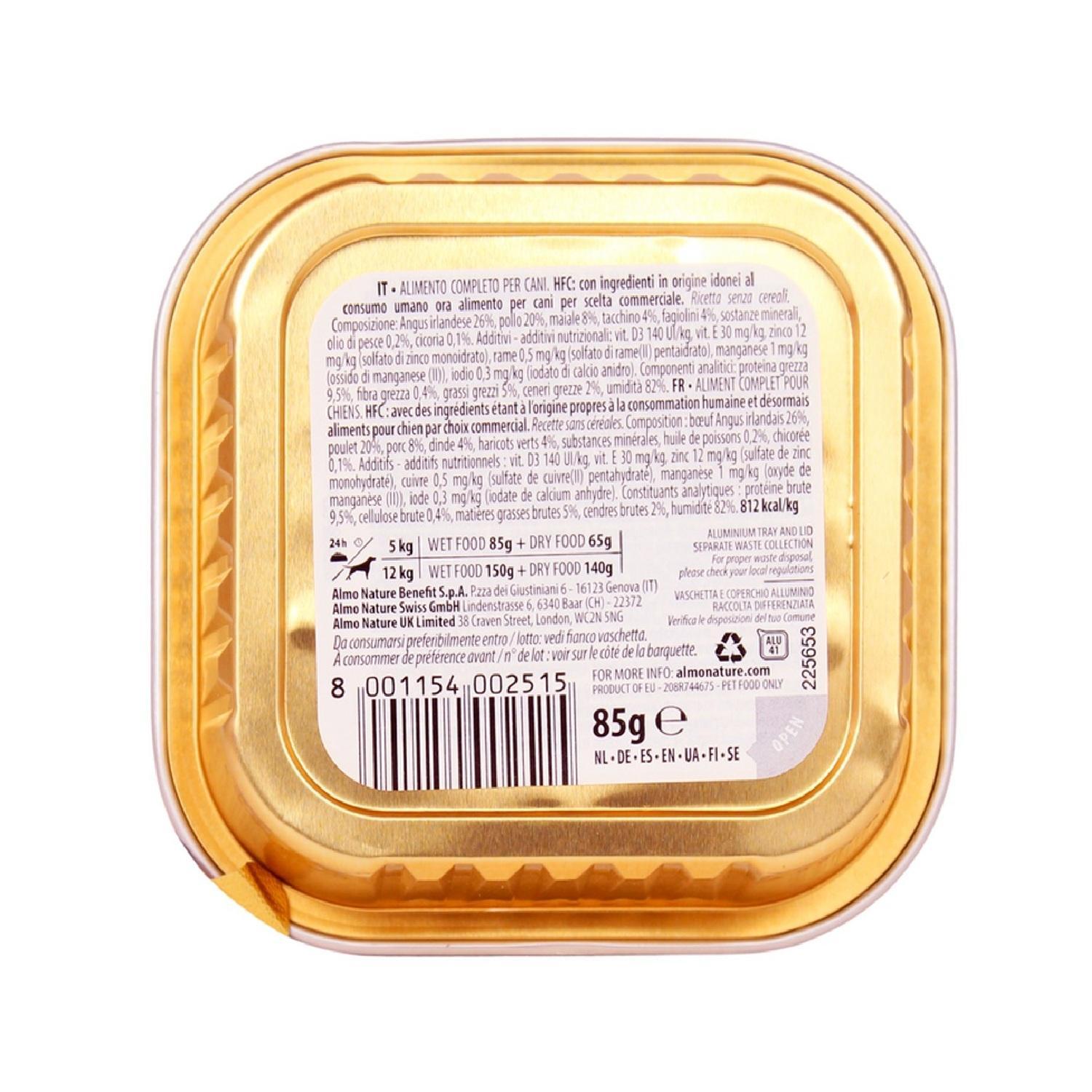 almo nature vaschetta cibo per cani angus irlandese con fagiolini almo nature complete hfc 85 gr. - foto 2