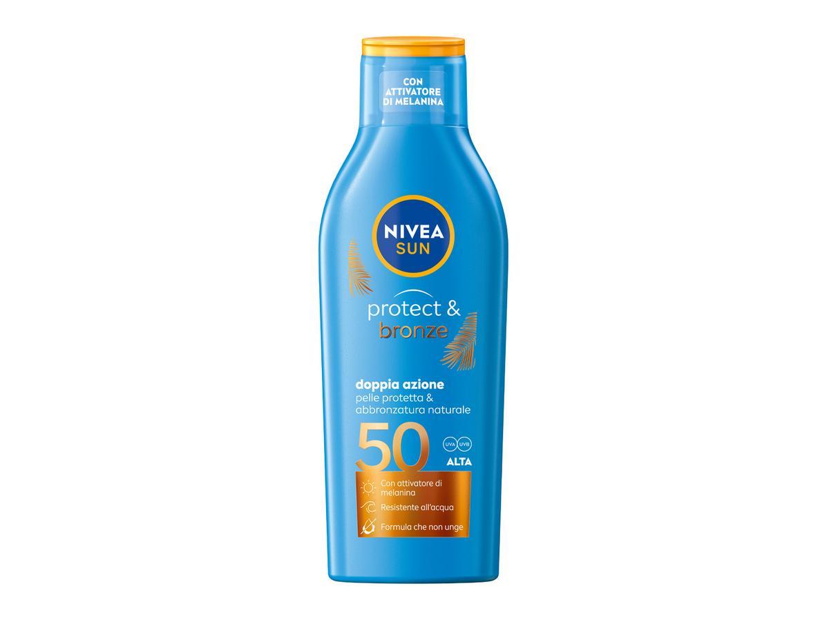 nivea, solare, protezionecorpo, abbronzatura, suncare, protezione50, skincare, estate, mare, sole, NIVEA 200 ML nivea protezione solare protect & bronze fp50 nivea 200 ml - foto 1
