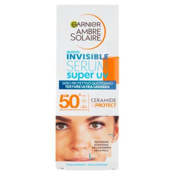 Siero Viso Protettivo Invisibile Super UV SPF50+ Ambre Solaire Garnier 30 ml Siero Viso Protettivo Invisibile Super UV SPF50+ Ambre Solaire Garnier 30 ml