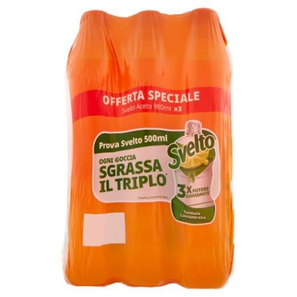 svelto, aceto, piatti, casa, pulizia, stoviglie, sgrassatore, cucina, igiene, brillantezza, risparmio, SVELTO 3 X 980 ML svelto detersivo piatti aceto svelto 3 x 980 ml - foto 1