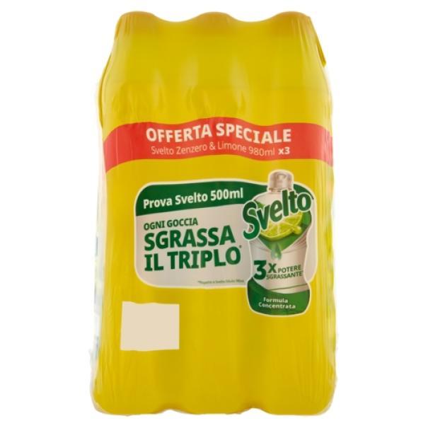 Detersivo Piatti Zenzero e Limone Svelto 3 x 980 ml
