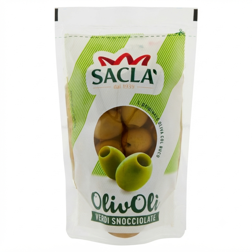 sacla, olivoli, oliveverdi, olivesnocciolate, antipasti, aperitivo, spesaonline, 185 GR, SACLA 185 GR, bonta, gusto saporito, qualita, dispensa, piacere, fragranza, prodotti sacla, 185gr, benessere, 185 GR sacla olive verdi snocciolate olivoli sacla 185 gr. - foto 1