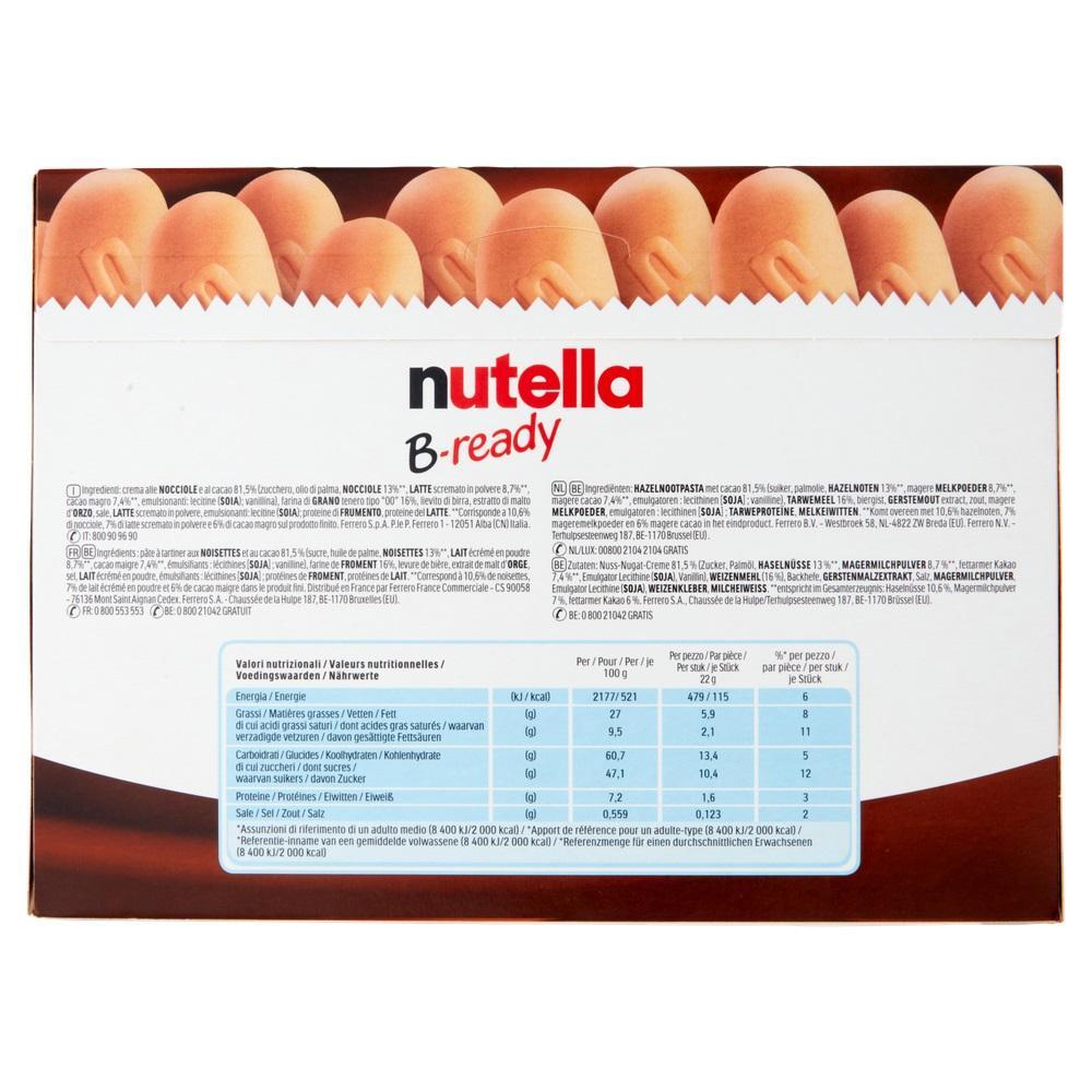 nutella merendina wafer farcita nutella b-ready ferrero 10 pezzi 220g - foto 2