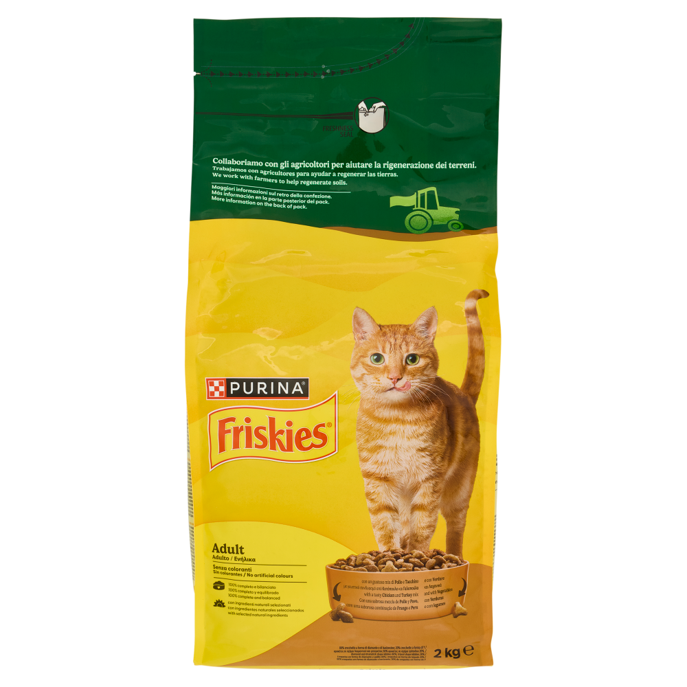 friskies crocchette gatto adulto pollo tacchino anatra verdure friskies 2 kg - foto 1