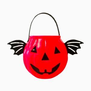 Cestino zucca halloween con ali pipistrello
