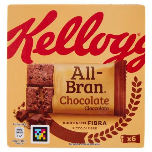 kellogg's barrette di fibre con cioccolato all-bran 6x40 gr kellogg's - foto 1