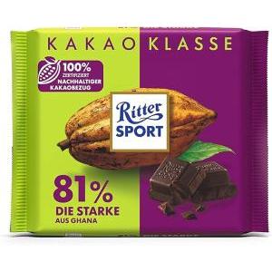 Tavoletta di cioccolato fondente 81% ghana ritter  sport 100gr
