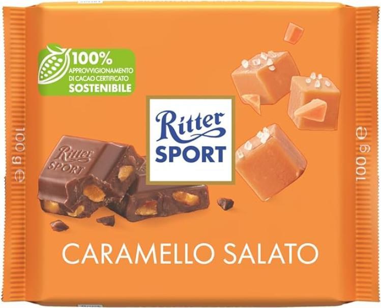 ritter sport tavoletta di cioccolato al caramello salato ritter sport 100 gr - foto 1