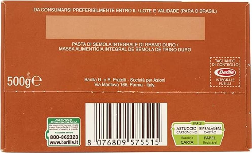 barilla pasta fusilli integrali barilla 500 gr - foto 6