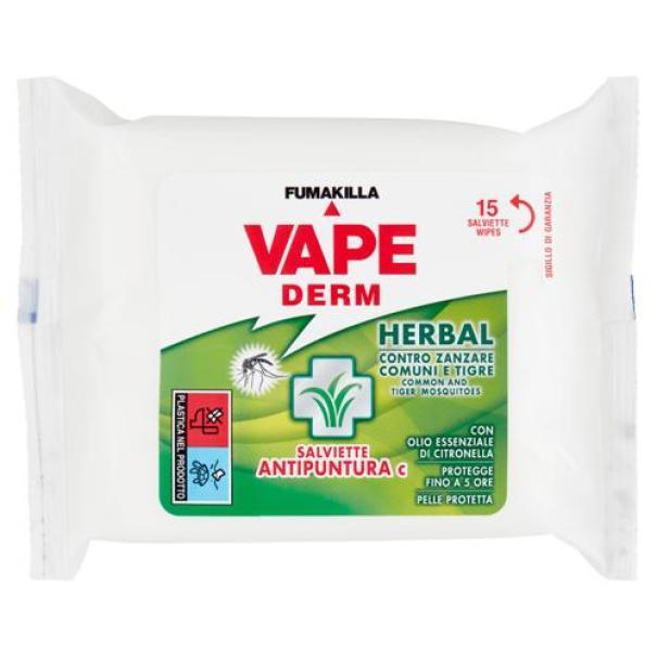 vape salviette antipuntura citronella ed eucalipto derm herbal vape - foto 1 vape salviette antipuntura citronella ed eucalipto derm herbal vape - foto 1
