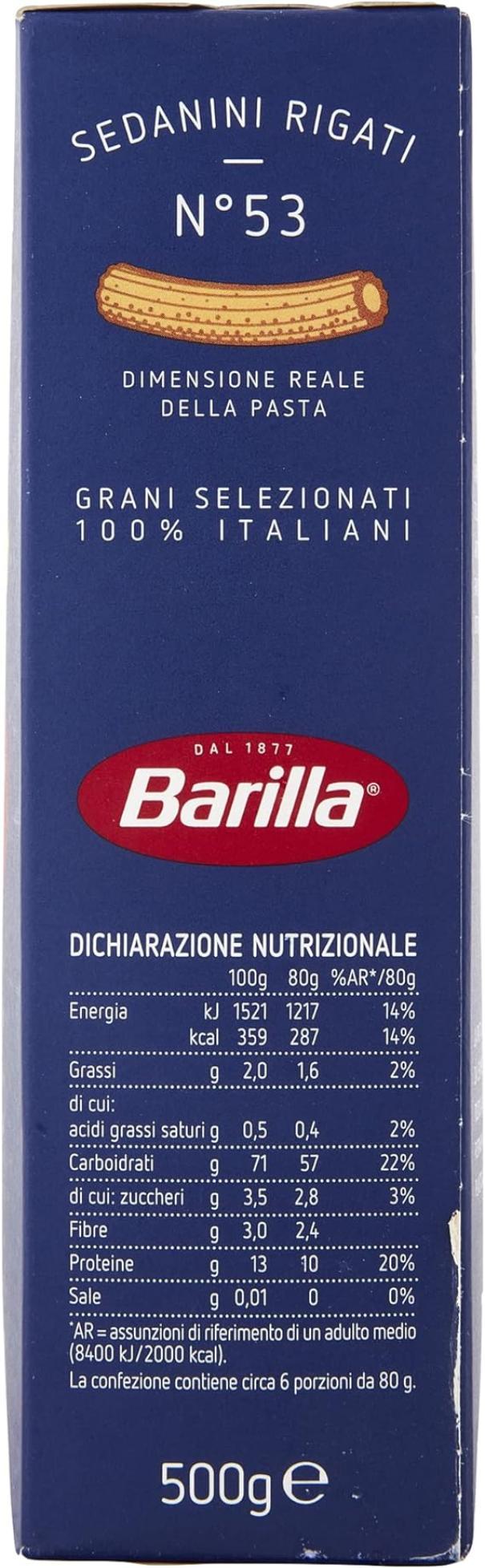 barilla pasta sedanini rigati barilla 500 gr - foto 3