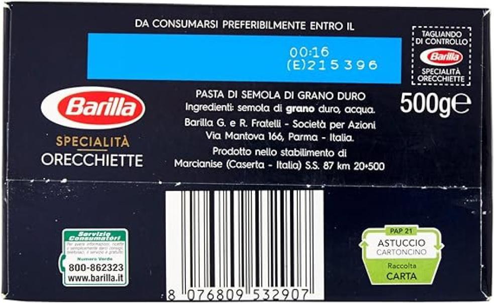 barilla pasta fresca orecchiette pugliesi barilla 500 gr - foto 6
