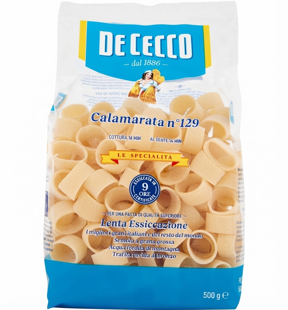 dececco, calamarata, pasta, semoladigranoduro, primo, gastronomia, spesaonline, 500 GR, DE CECCO 500 GR, bonta, gusto intenso, qualita, dispensa, piacere, fragranza, prodotti dececco, 500gr, benessere, 500 GR de cecco calamarata de cecco 500 gr - foto 1