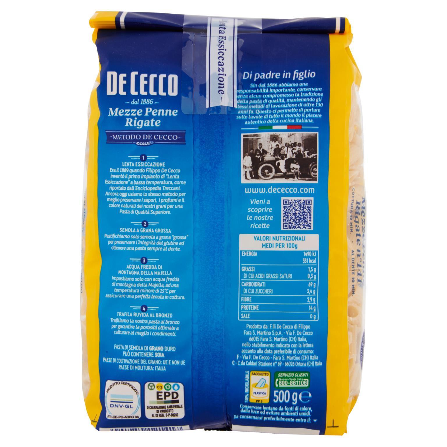 de cecco pasta mezze penne rigate de cecco 500g - foto 2 de cecco pasta mezze penne rigate de cecco 500g - foto 2