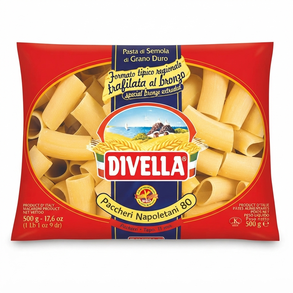 divella, paccheri, paccherinapoletani, pastacorta, pastadigranoduro, primipiatti, spesaonline, 500 GR, DIVELLA 500 GR, bonta, gusto autentico, qualita, dispensa, piacere, fragranza, prodotti divella, 500gr, benessere, 500 GR divella pasta di semola di grano duro formato paccheri napoletani divella 500 gr. - foto 1